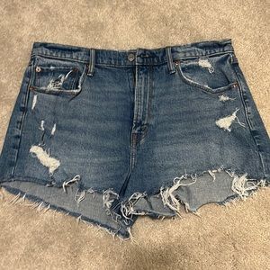 Size 32 mom short, high rise. Distressed material
